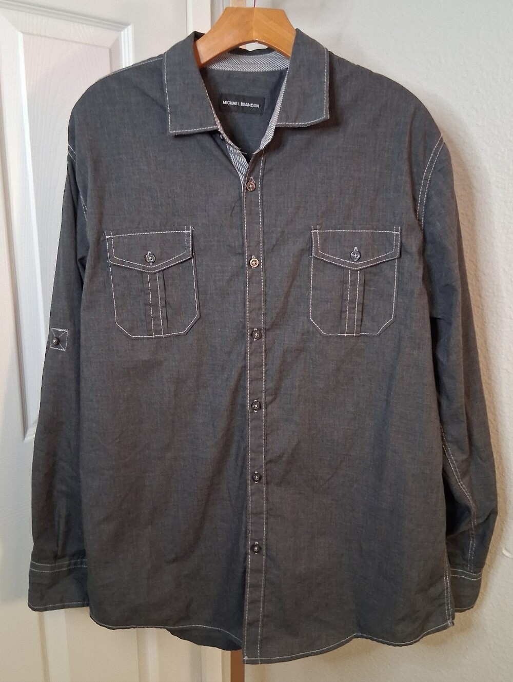 Michael Brandon Long Sleeve Button Down Large